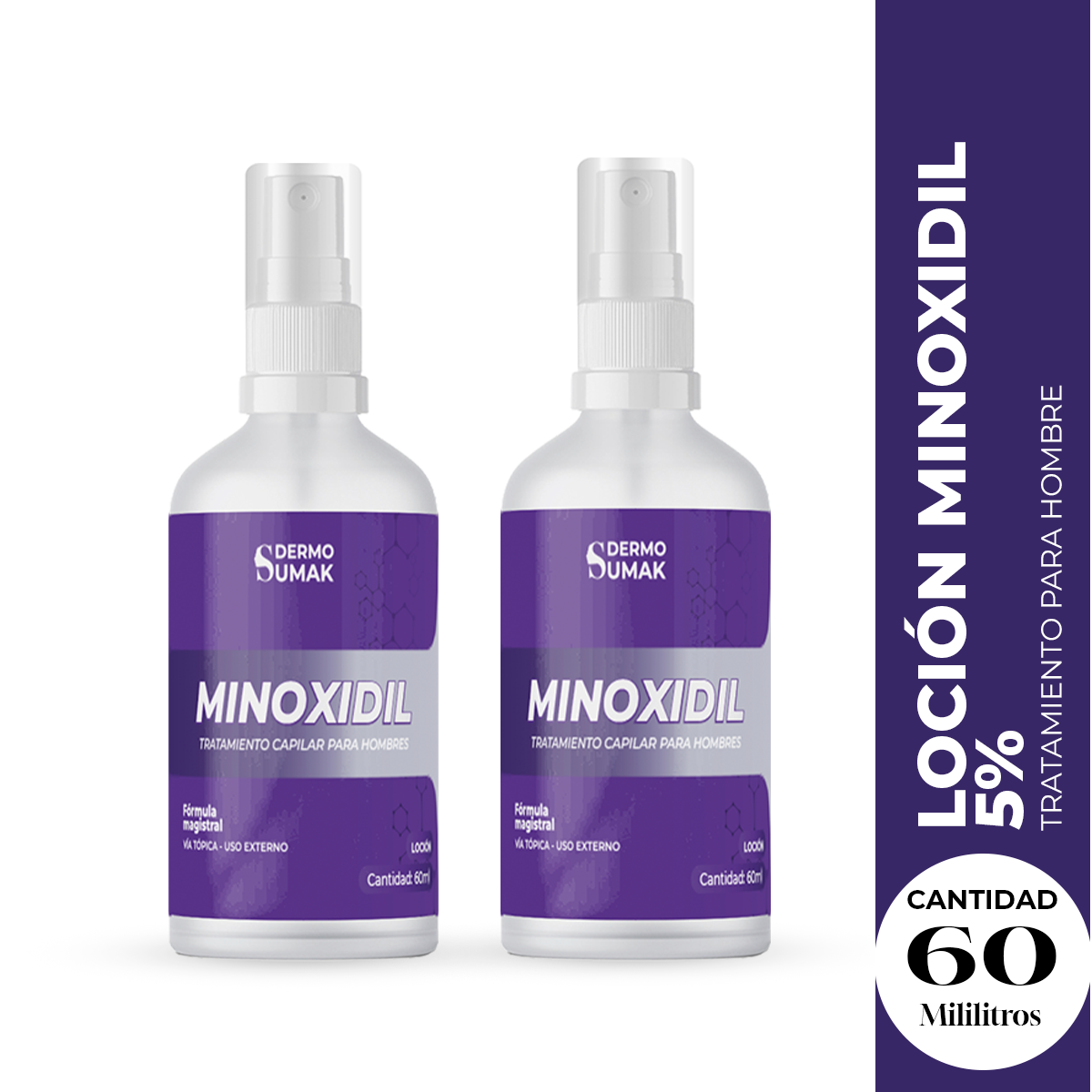 2 LOCION MINOXIDIL 5% 60ML DERMO SUMAK - 1