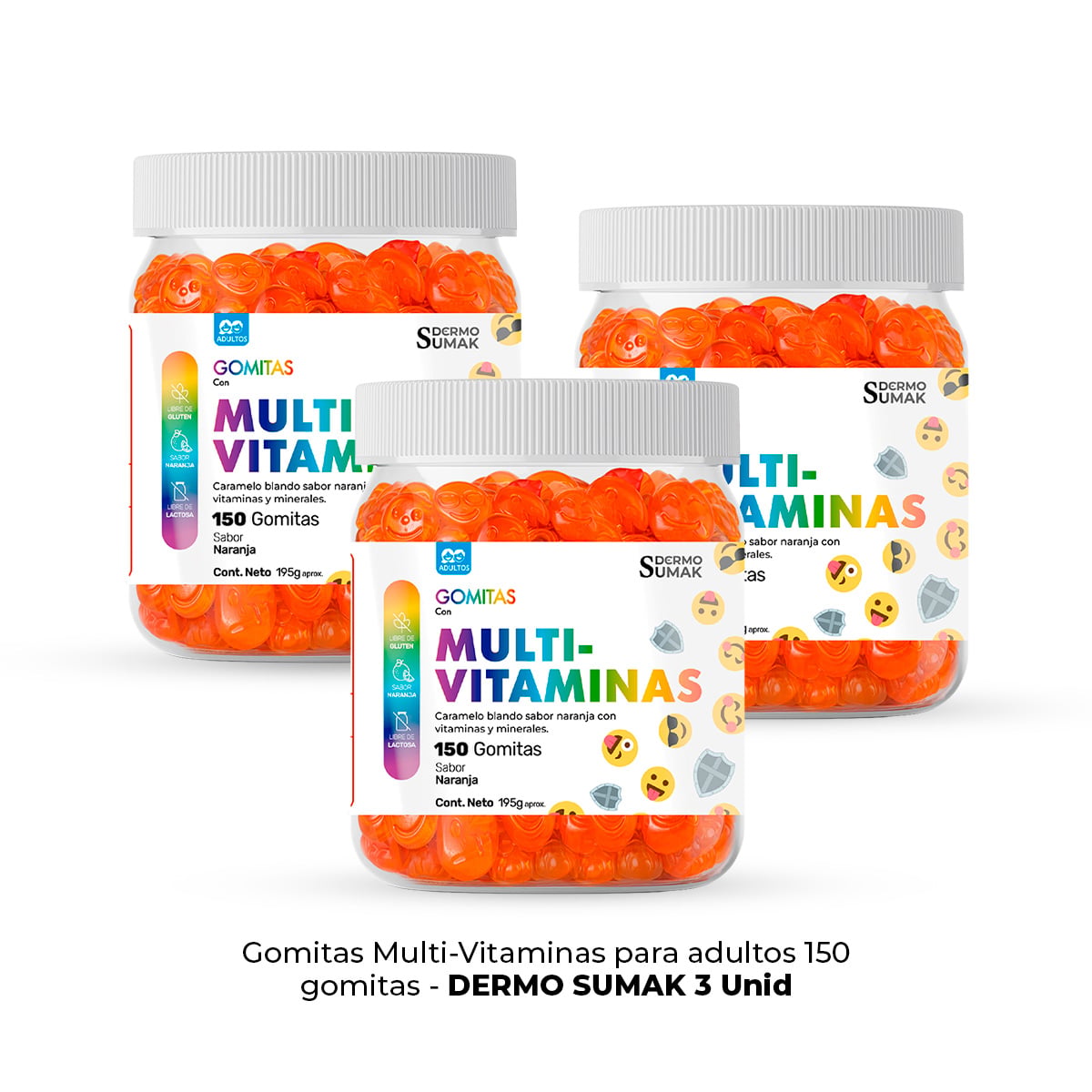 GOMITAS MULTIVITAMINAS PARA ADULTOS 150 GOMITAS - DERMO SUMAK X3 UNIDADES - 1