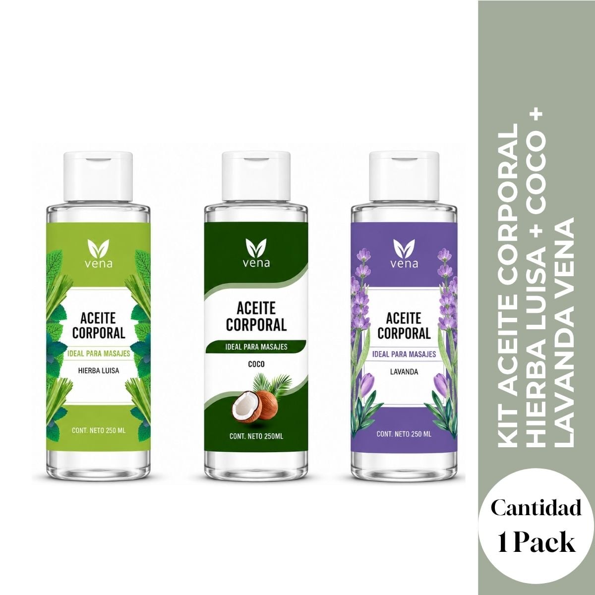 KIT ACEITE CORPORAL HIERBA LUISA + COCO + LAVANDA VENA - AROMA Y SUAVIDAD PARA TU PIEL - 1