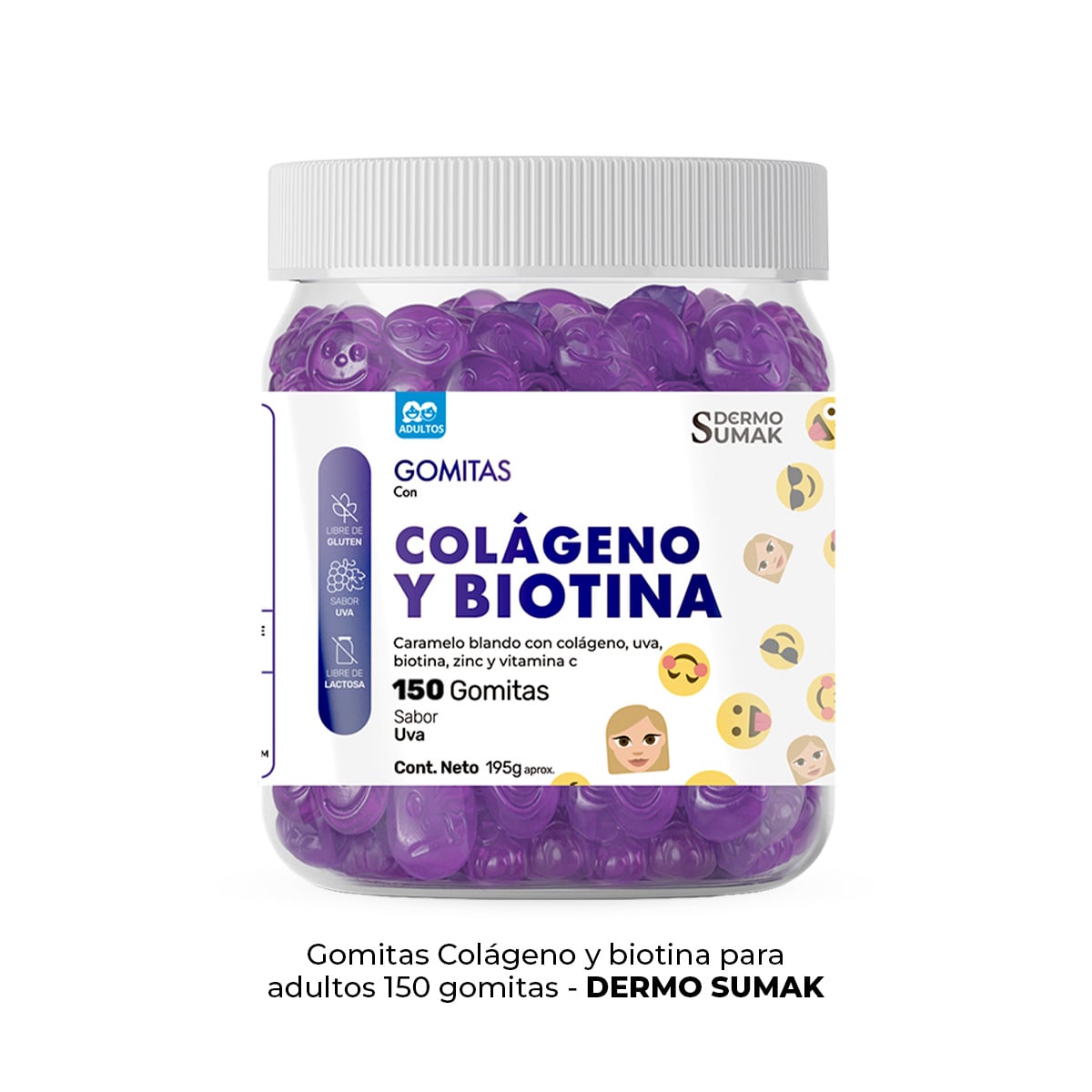 GOMITAS COLÁGENO Y BIOTINA - ADULTO 150 GOMITAS - DERMO SUMAK - 1