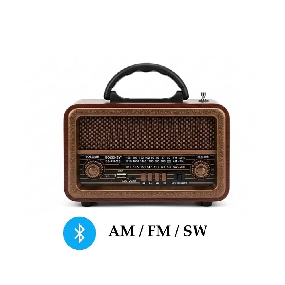 RADIO PORTATIL AM FM RETRO VINTAGE PARLANTE BLUETOOTH - 1