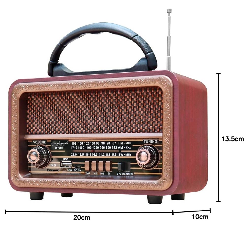RADIO PORTATIL AM FM RETRO VINTAGE PARLANTE BLUETOOTH - 6