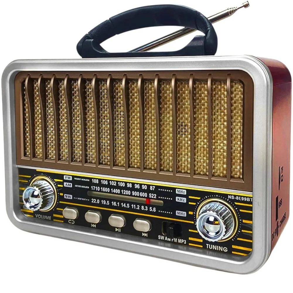 RADIO PORTATIL AM FM RETRO VINTAGE PARLANTE BLUETOOTH-03 - 1