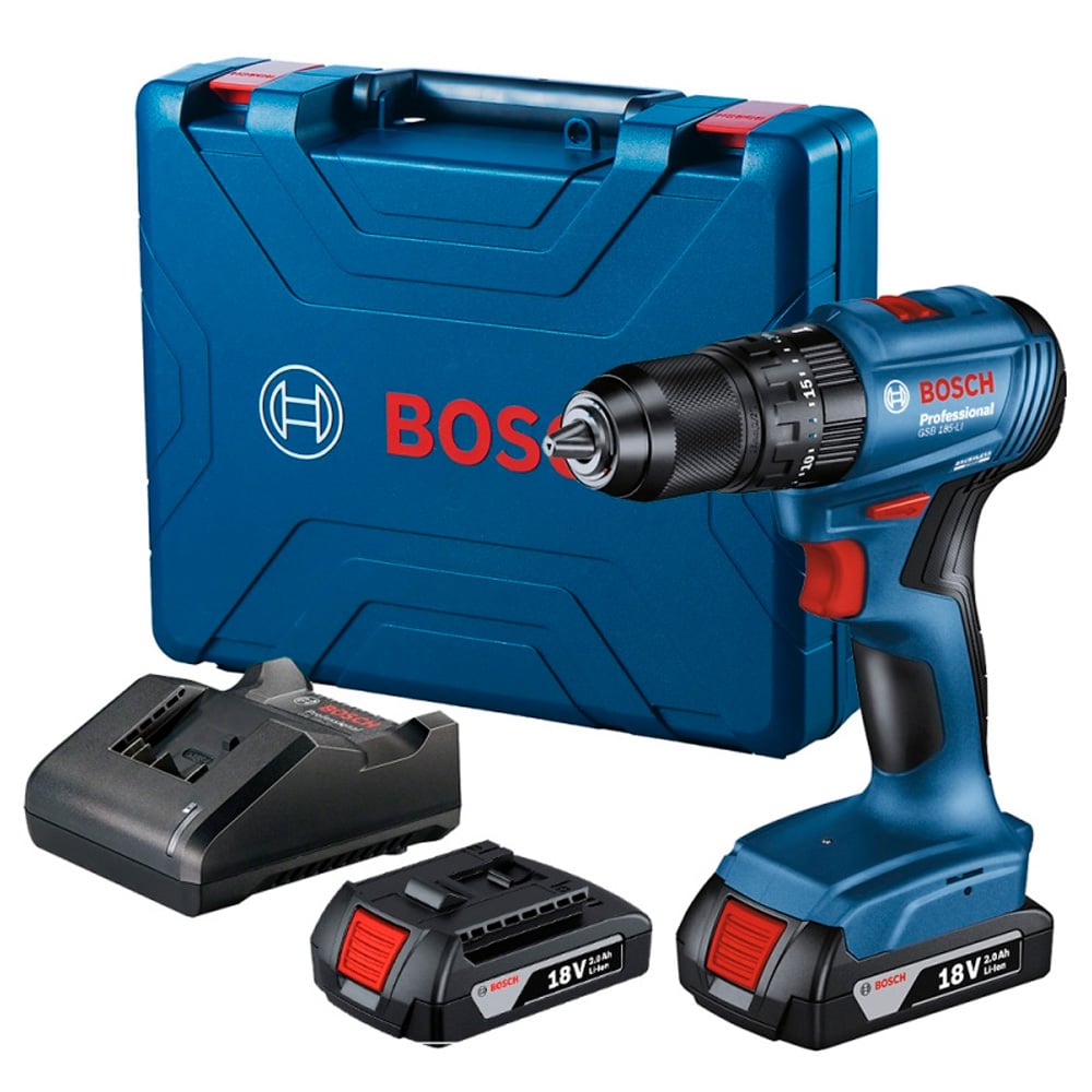 TALADRO PERCUTOR BOSCH GSB 185 LI BL + 2 BAT 2AH + CARGADOR - 1