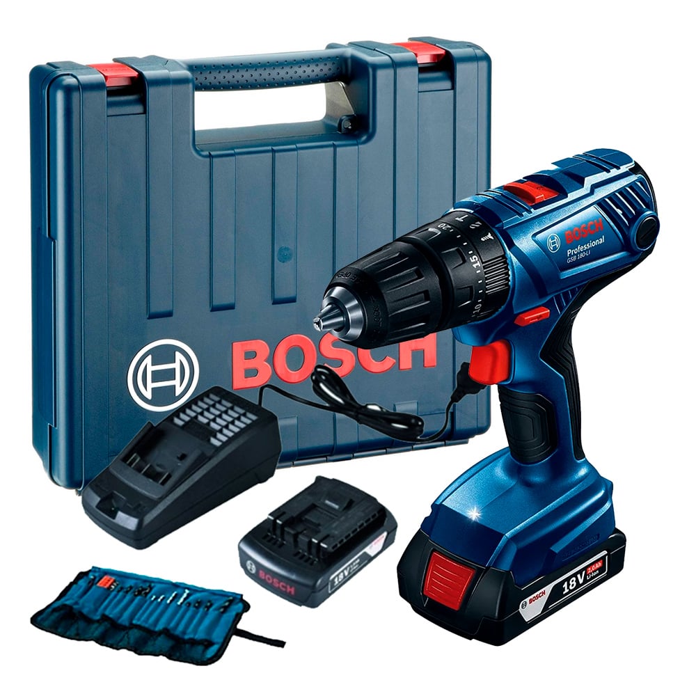 TALADRO PERCUTOR BOSCH PROFES. GSB 180 LI 54 NM + KIT ACC. - 1