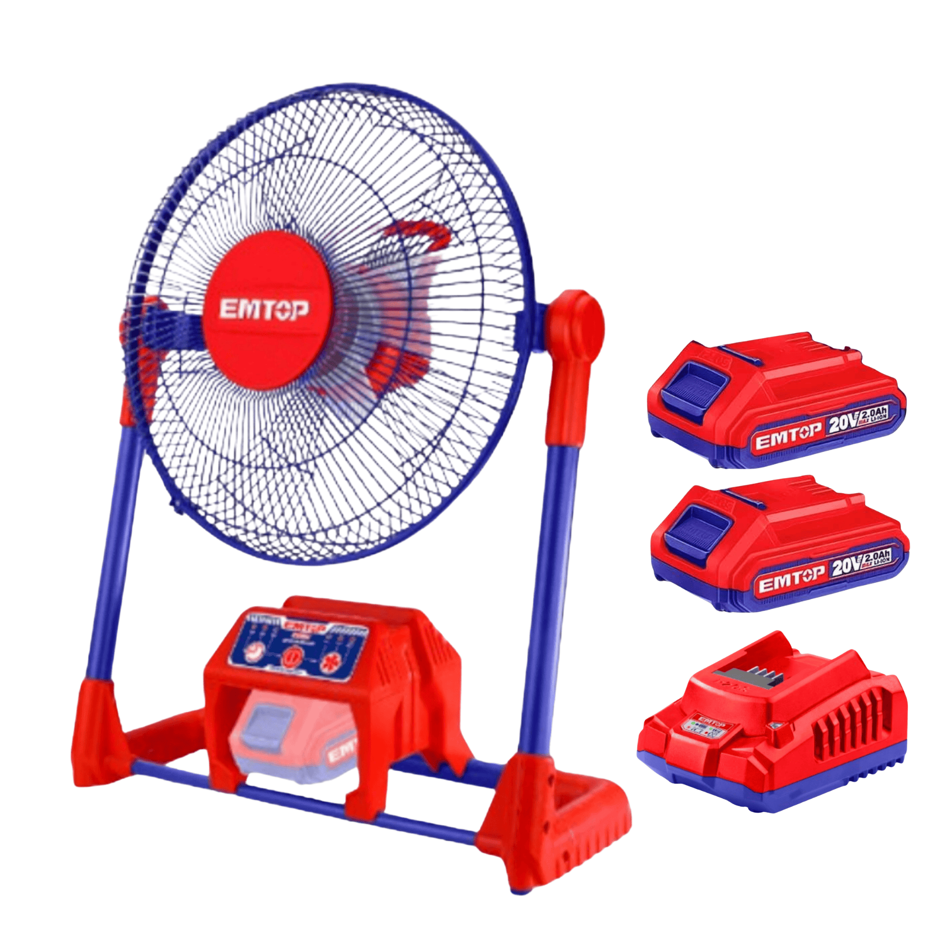 VENTILADOR PORTATIL EMTOP ELFN2001-K2 13" 20V + 2 BATERIAS 2AH + CARGADOR - 1