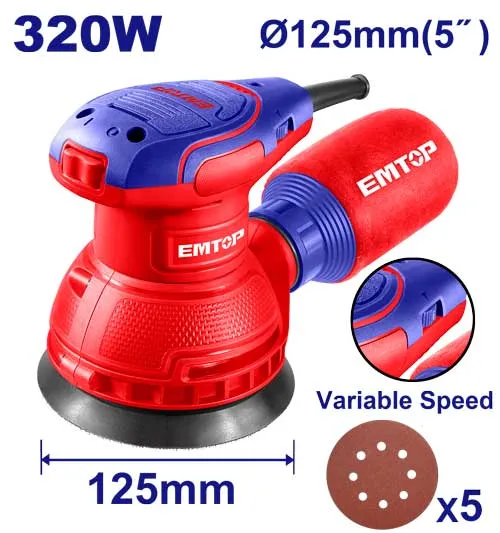 LIJADORA ROTO ORBITAL 125MM 320W EFSR23206 - EMTOP - 1