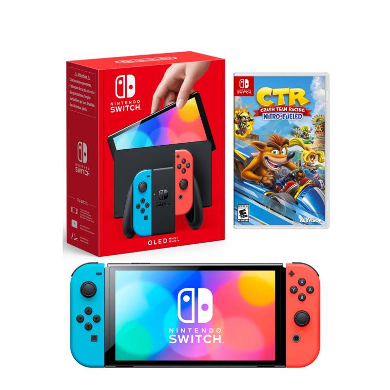 CONSOLA NINTENDO SWITCH OLED NEÓN + CRASH TEAM RACING - 1