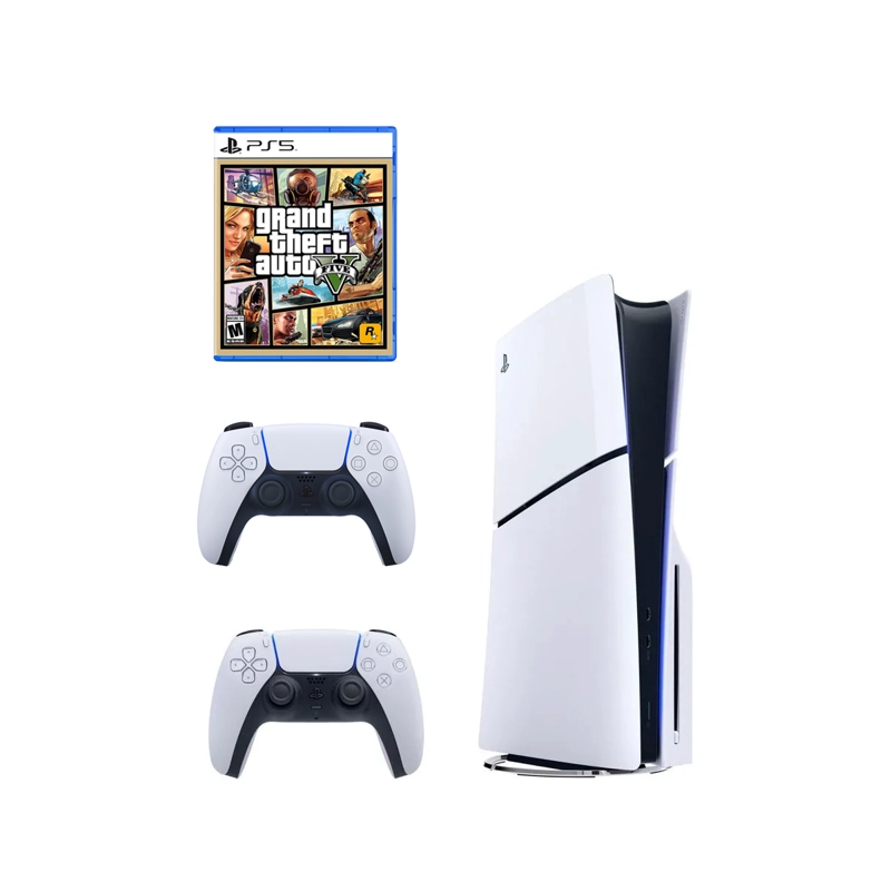 CONSOLA SONY - PLAYSTATION PS5 PLAYSTATION 5 SLIM LECTORA DISCOS + GTA V + MANDO BLANCO - 1