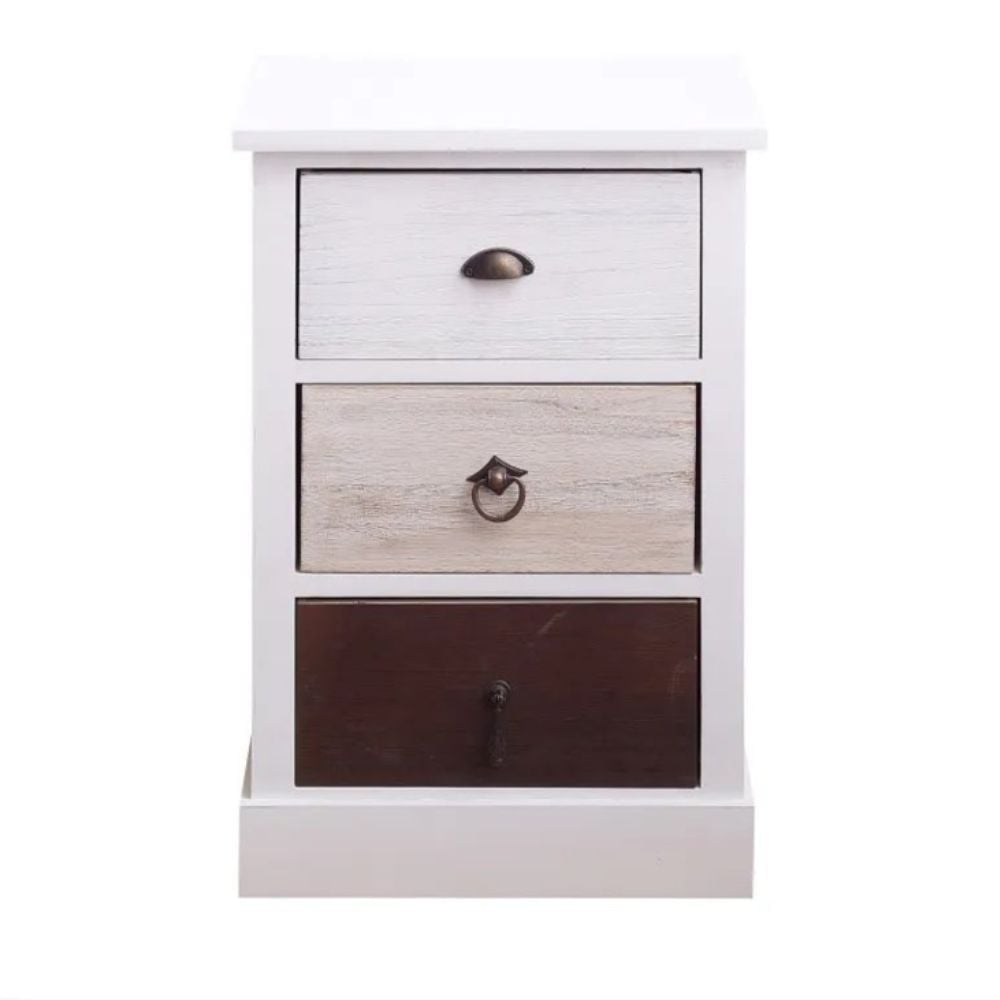 VELADOR CENTRAL DECCO 2 CAJONES ALFIE VINTAGE BLANCO - 1
