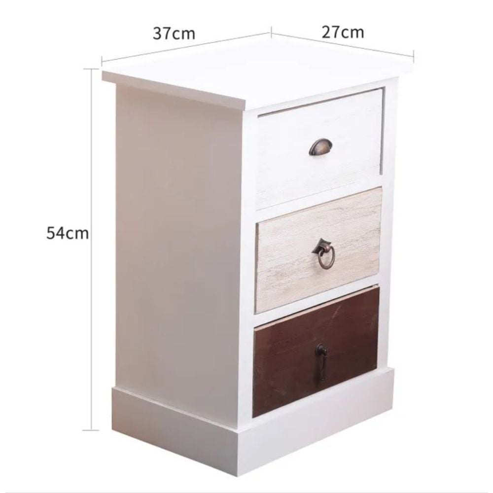 VELADOR CENTRAL DECCO 2 CAJONES ALFIE VINTAGE BLANCO - 2