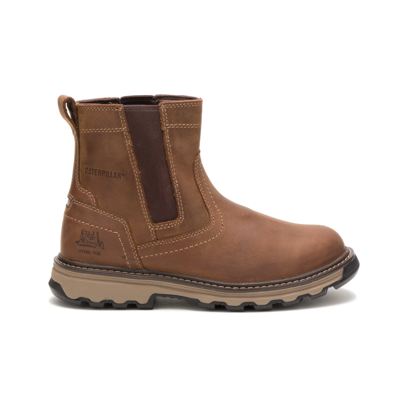 BOTINES HOMBRE CATERPILLAR CUERO MARRON PUNTA ACERO - 2