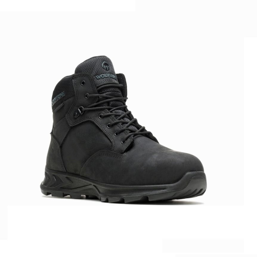 BOTINES WOLVERINE HOMBRE CUERO NEGRO PUNTA DE SEGURIDAD WATERPROOF PROTECCION ELECTRICA - 1