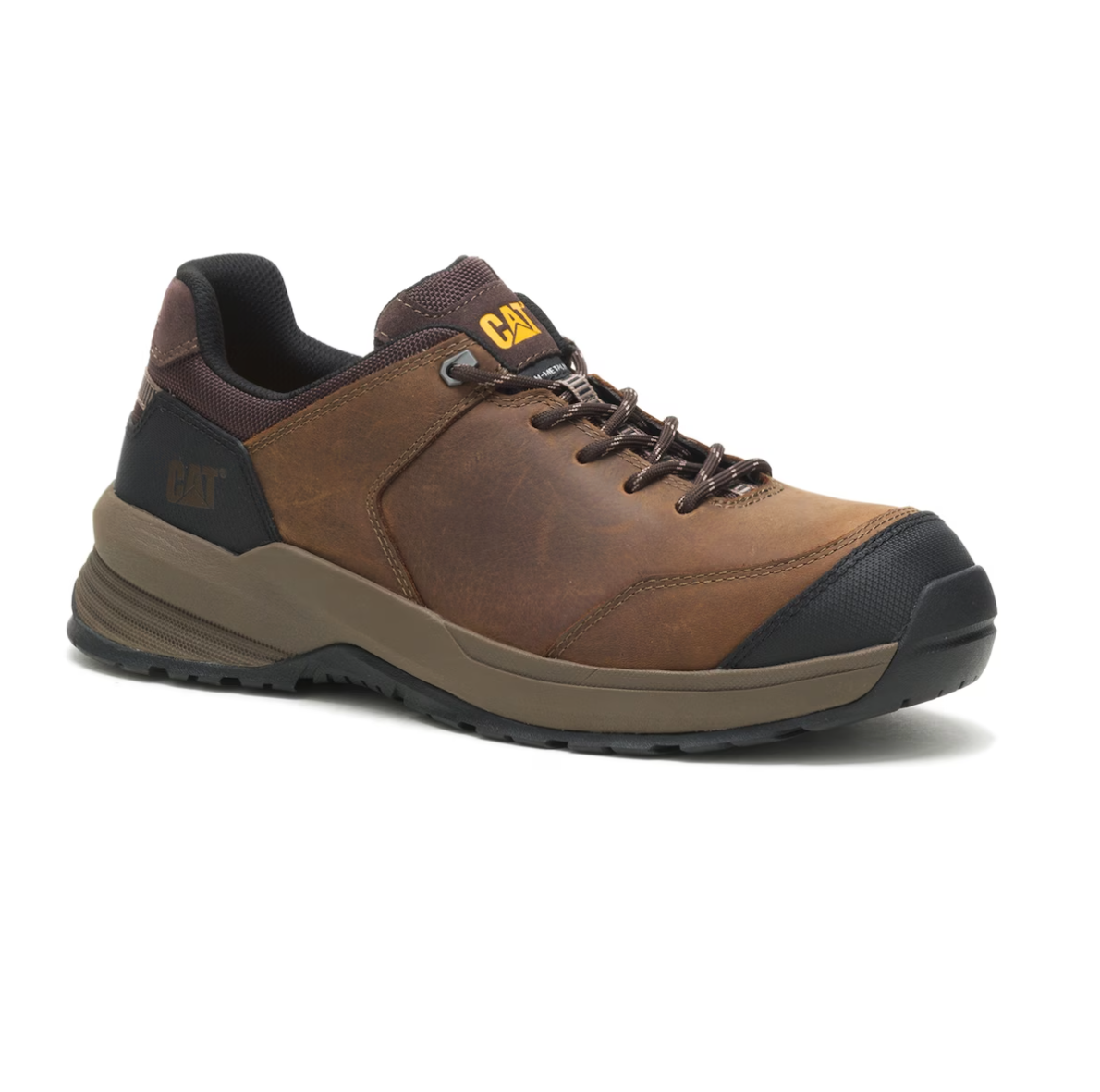 ZAPATILLAS HOMBRE CATERPILLAR CUERO MARRON PUNTA COMPOSITE PROTECCION ELECTRICA - 1