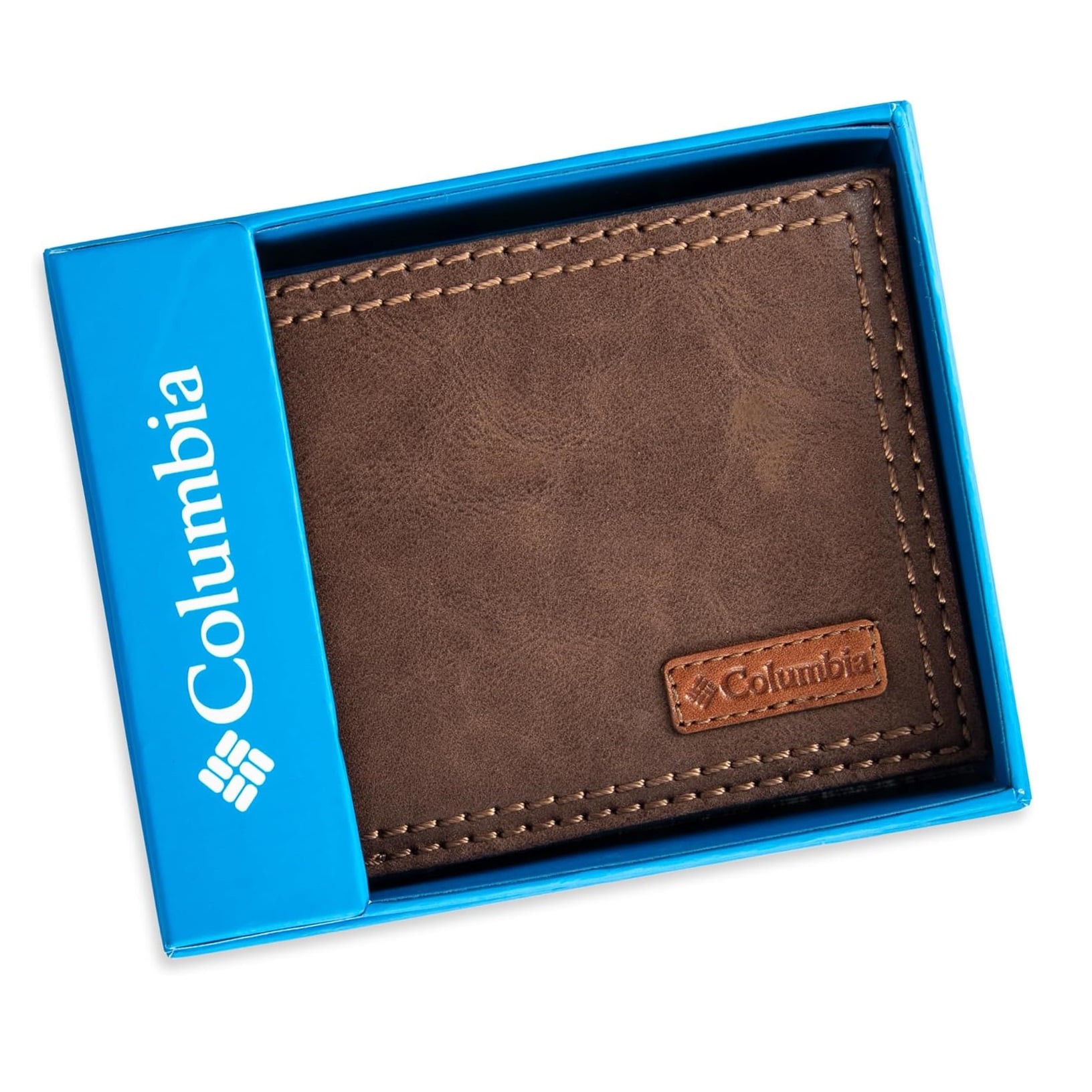 BILLETERA COLUMBIA HOMBRE SEGURIDAD RFID CUERO MARRON 2 CUERPOS LATERAL - 1