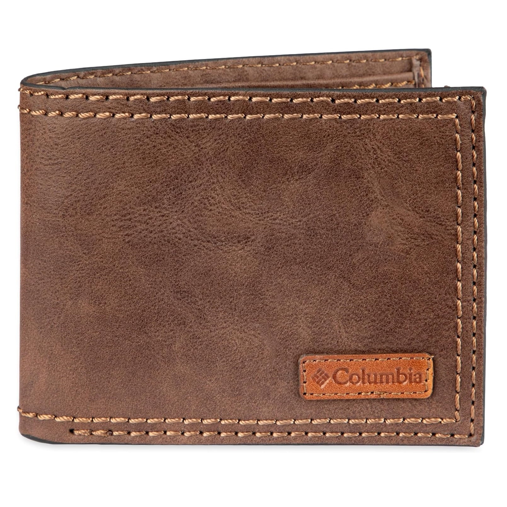 BILLETERA COLUMBIA HOMBRE SEGURIDAD RFID CUERO MARRON 2 CUERPOS LATERAL - 2