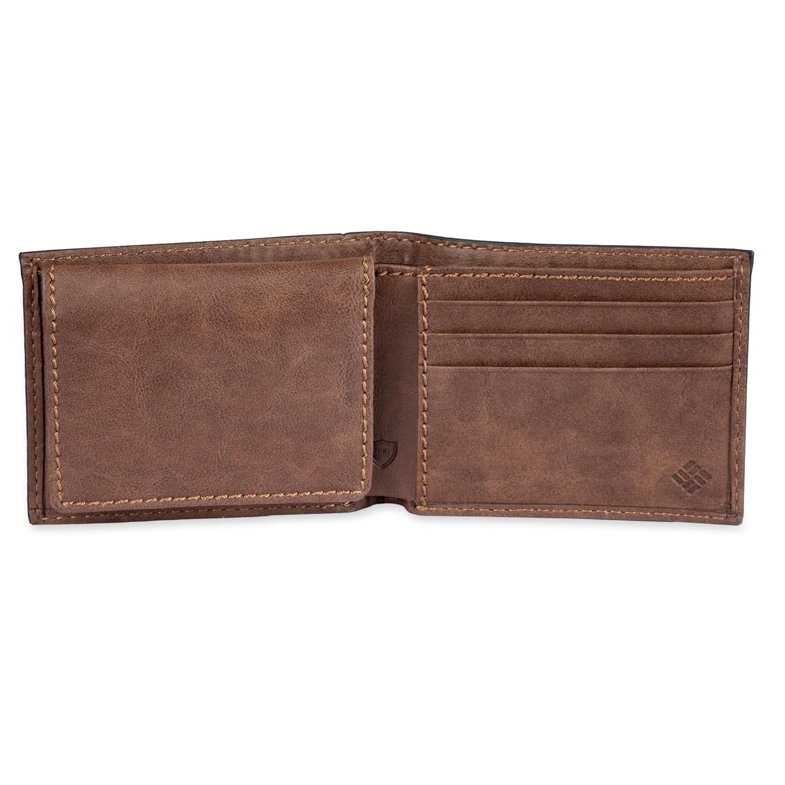 BILLETERA COLUMBIA HOMBRE SEGURIDAD RFID CUERO MARRON 2 CUERPOS LATERAL - 4