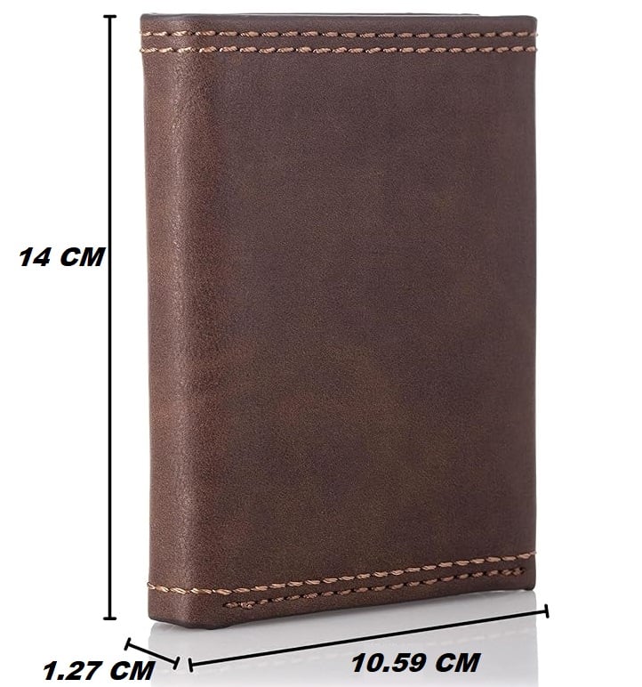 BILLETERA COLUMBIA HOMBRE SEGURIDAD RFID CUERO MARRON 3 CUERPOS - 3