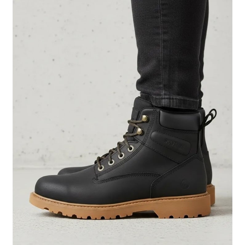 BOTINES WOLVERINE HOMBRE MODA CASUAL CUERO NEGRO - 5