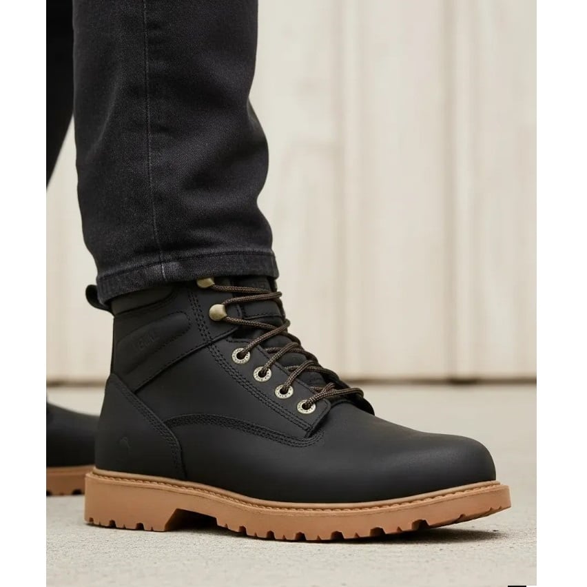 BOTINES WOLVERINE HOMBRE MODA CASUAL CUERO NEGRO - 6