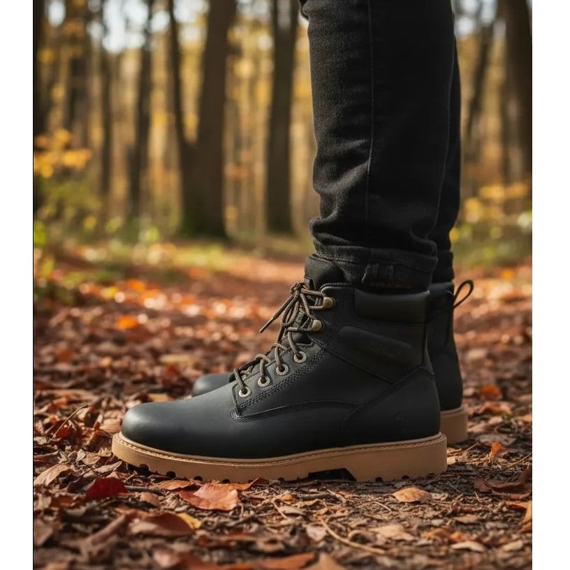 BOTINES WOLVERINE HOMBRE MODA CASUAL CUERO NEGRO - 7