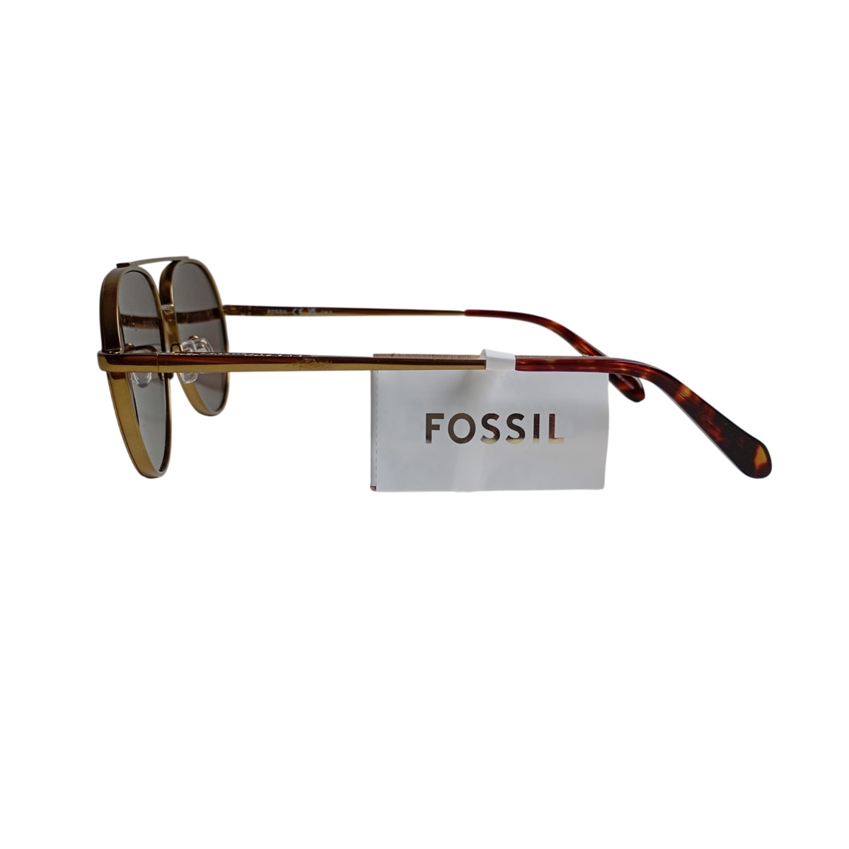 LENTES DE SOL FOSSIL MODA HOMBRE MODELO AVIADOR MARCO DORADO - 3