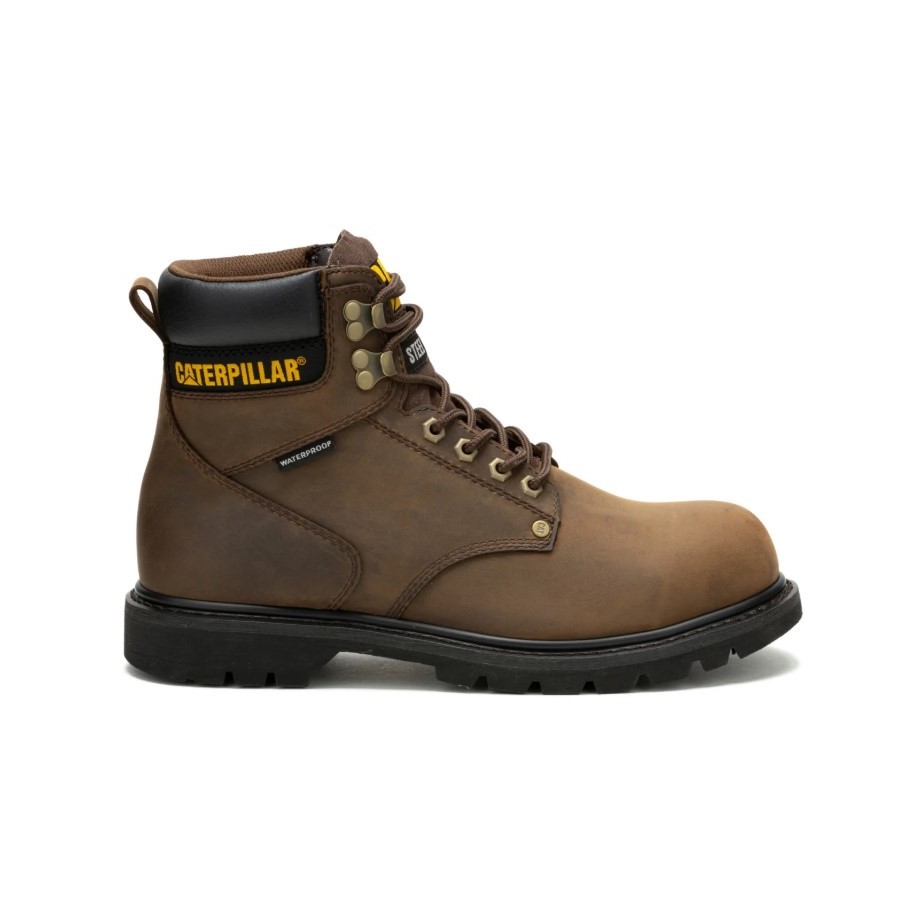 BOTIN CATERPILLAR HOMBRE CUERO MARRON PUNTA ACERO WATERPROOF PROTECCION ELECTRICA - 2
