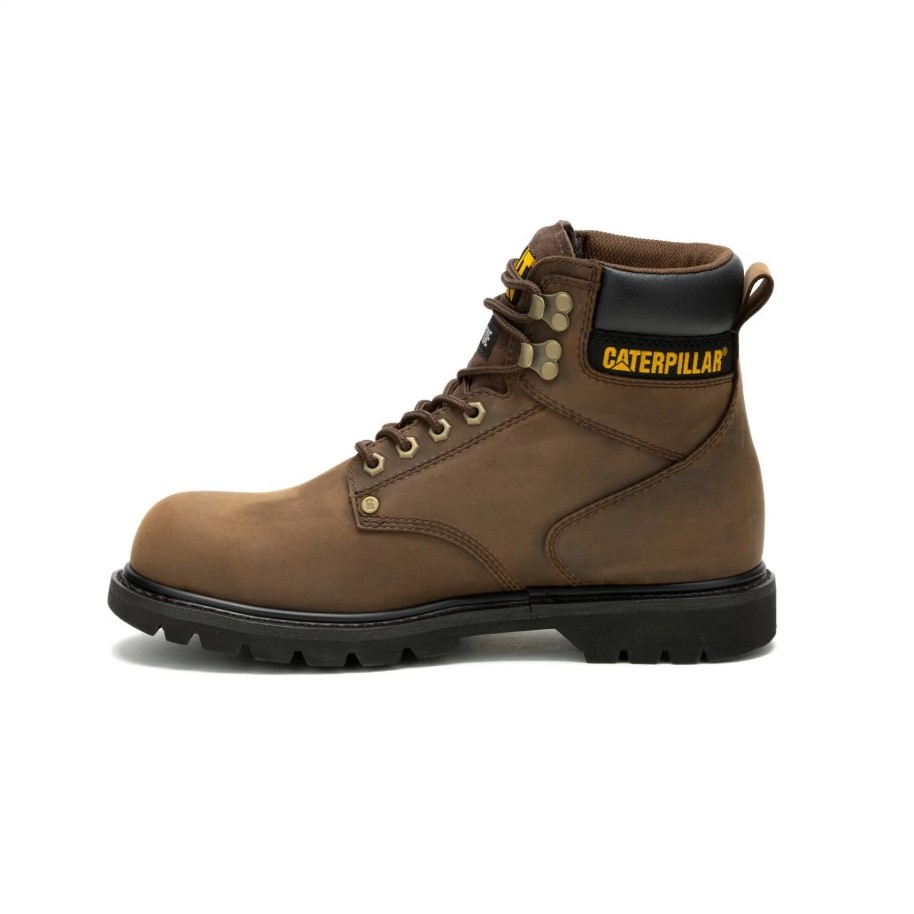 BOTIN CATERPILLAR HOMBRE CUERO MARRON PUNTA ACERO WATERPROOF PROTECCION ELECTRICA - 3