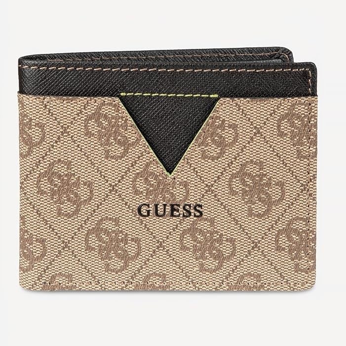 BILLETERA GUESS 2 CUERPOS CON RFID BEIGE MARRON - 2