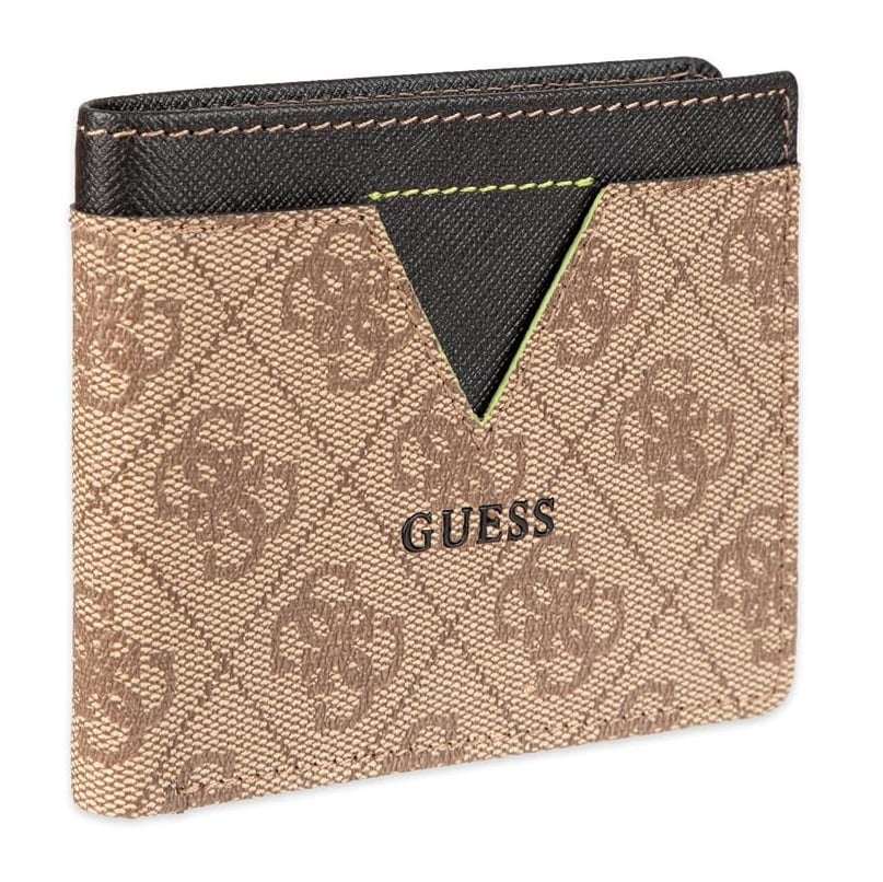 BILLETERA GUESS 2 CUERPOS CON RFID BEIGE MARRON - 3