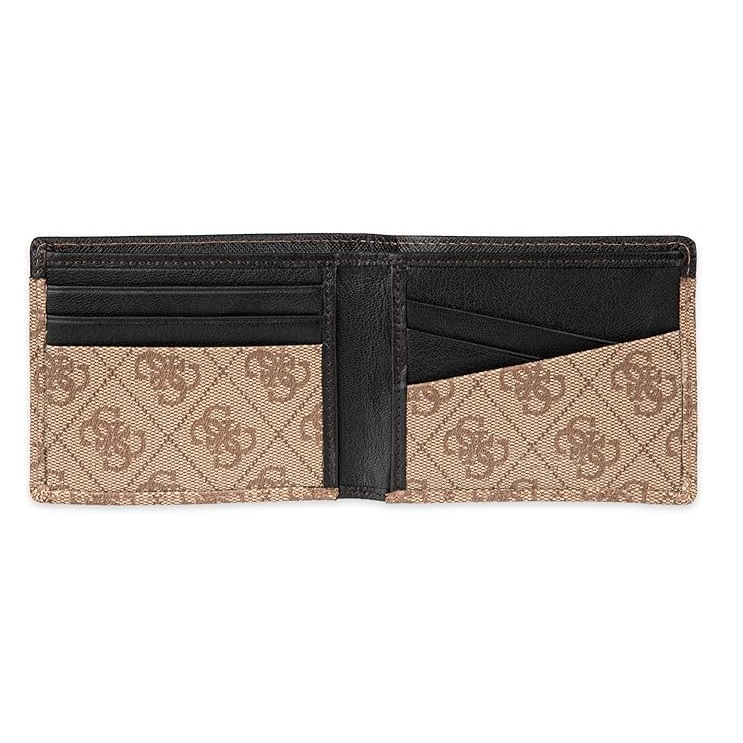 BILLETERA GUESS 2 CUERPOS CON RFID BEIGE MARRON - 4