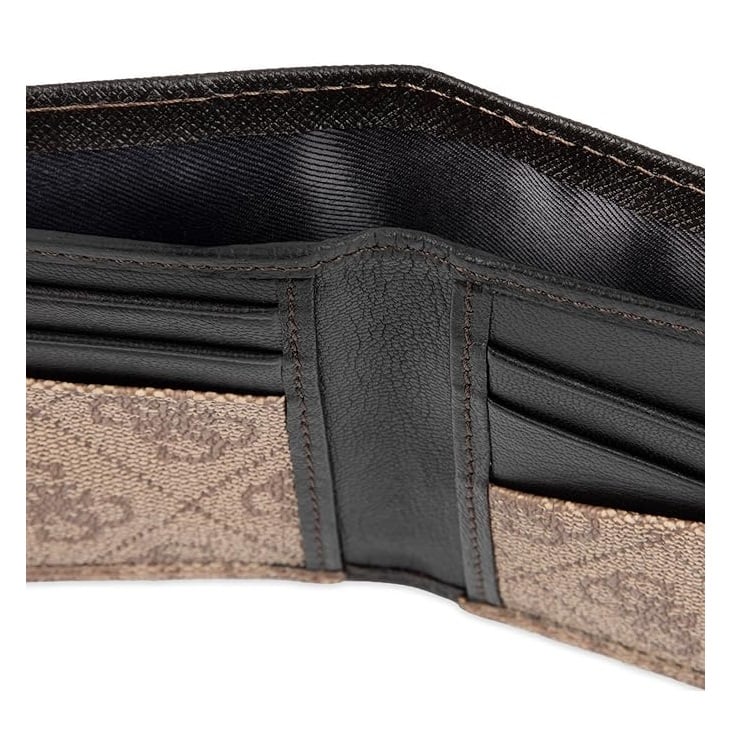 BILLETERA GUESS 2 CUERPOS CON RFID BEIGE MARRON - 5