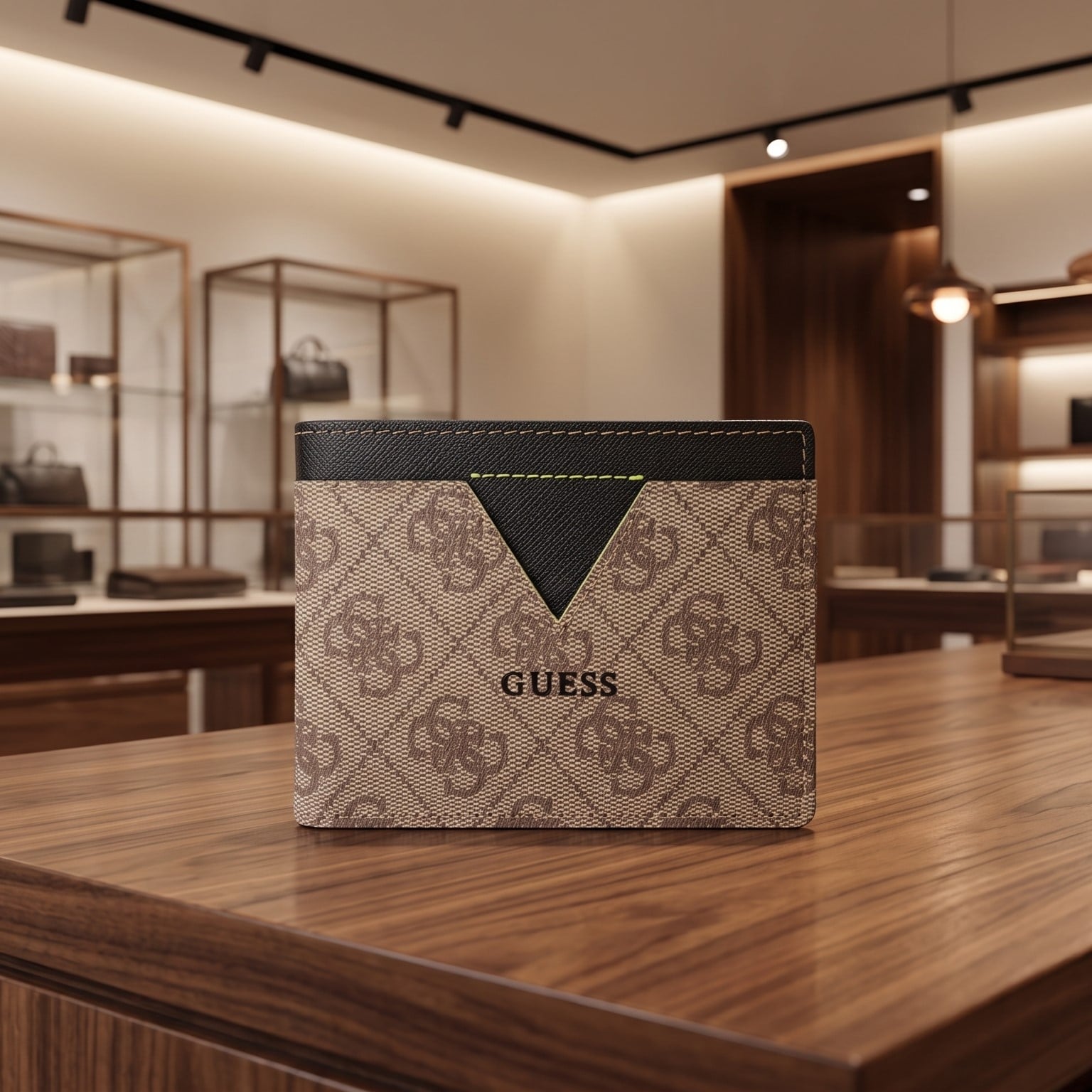 BILLETERA GUESS 2 CUERPOS CON RFID BEIGE MARRON - 7