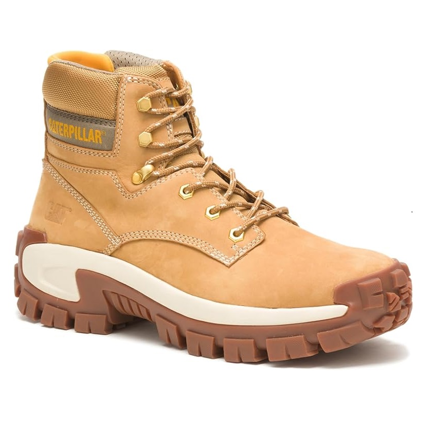 BOTINES HOMBRE CATERPILLAR CUERO AMARILLO PUNTA DE ACERO ANTIDESLIZANTES PROTECCION ELECTRICA - 1