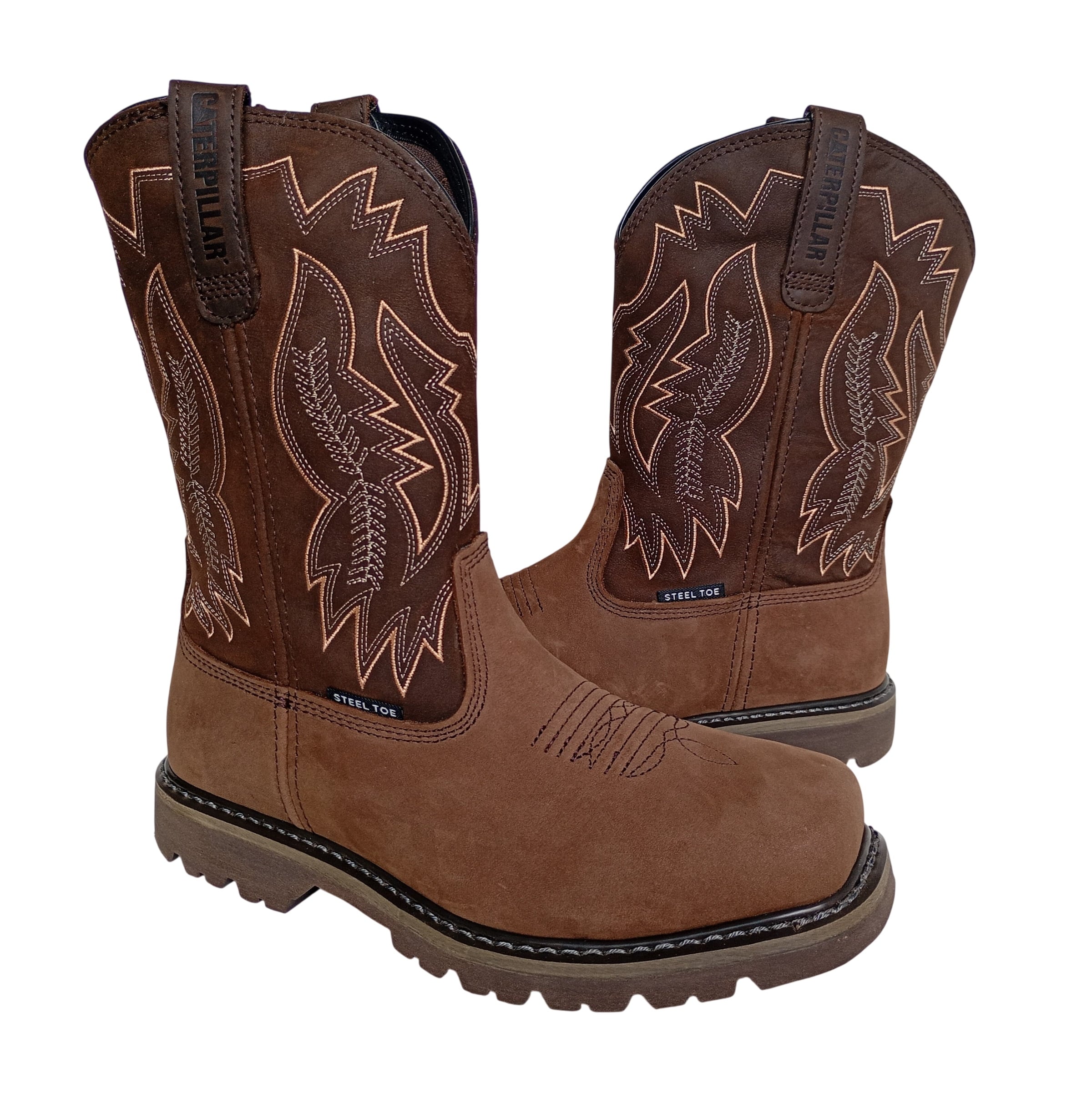 BOTA HOMBRE CATERPILLAR CUERO MARRON PUNTA ACERO ANTIDESLIZANTES PROTECCION ELECTRICA - 3