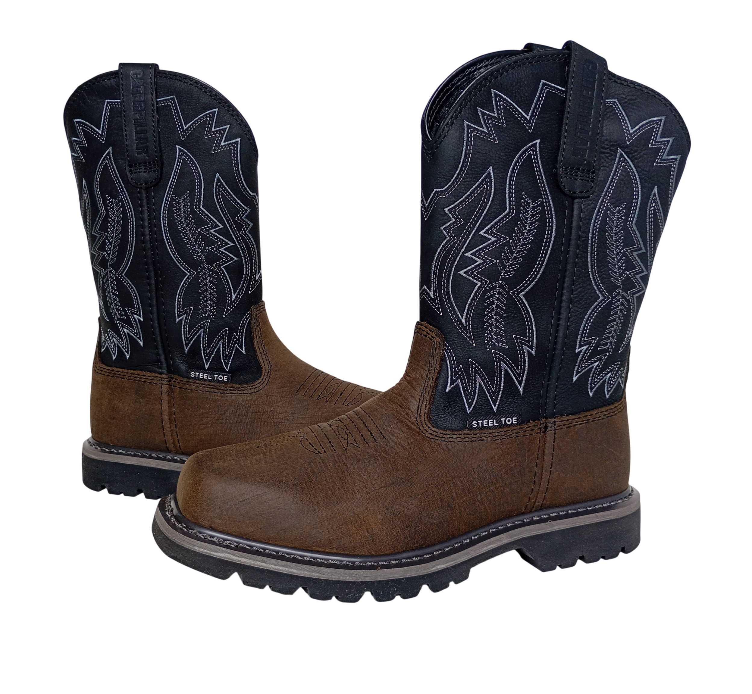 BOTA HOMBRE CATERPILLAR PUNTA SEGURIDAD ACERO CAÑA GRIS CARBON ANTIDESLIZANTES PROTECCION ELECTRICA - 1