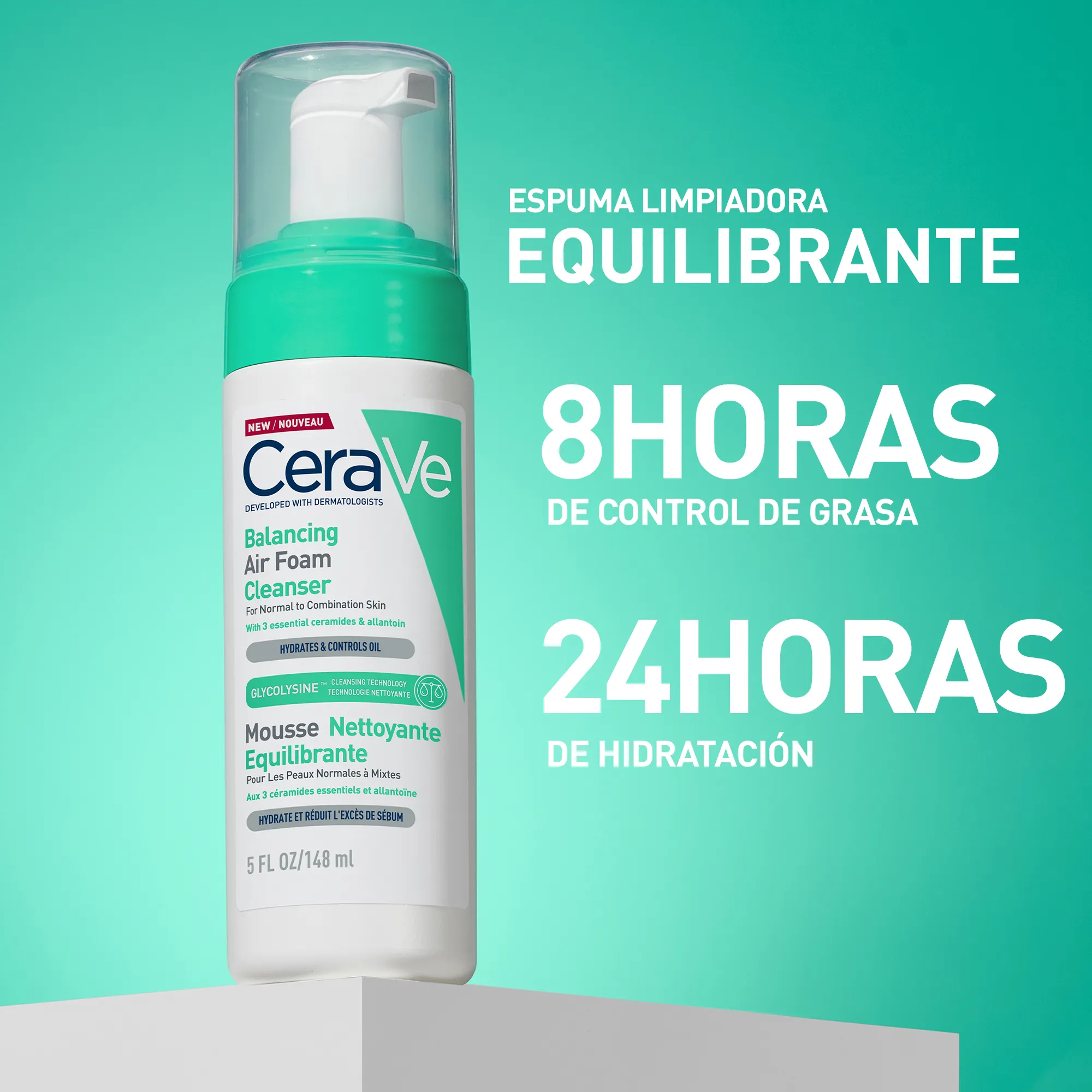 LIMPIADOR FACIAL REEQUILIBRANTE CERAVE AIR FOAM 148ML - 2