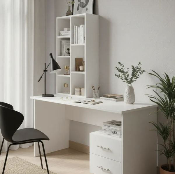 ESCRITORIO DE MELAMINA PELIKANO ESCRITORIO 110 CM BLANCO CON BIBLIOTECA - 2