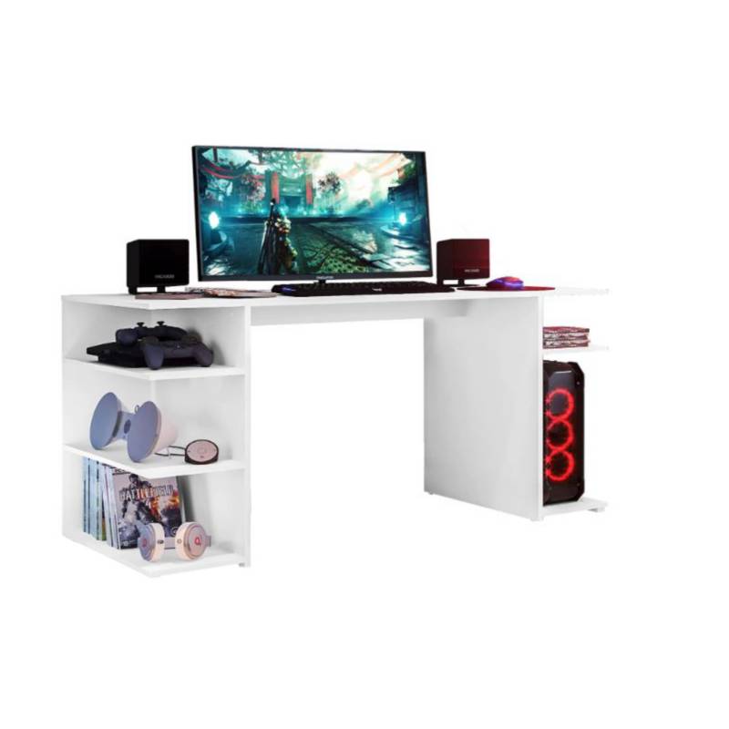 ESCRITORIO GAMER PELIKANO GAMER 120 CM BLANCO EN MELAMINA 18MM - 1