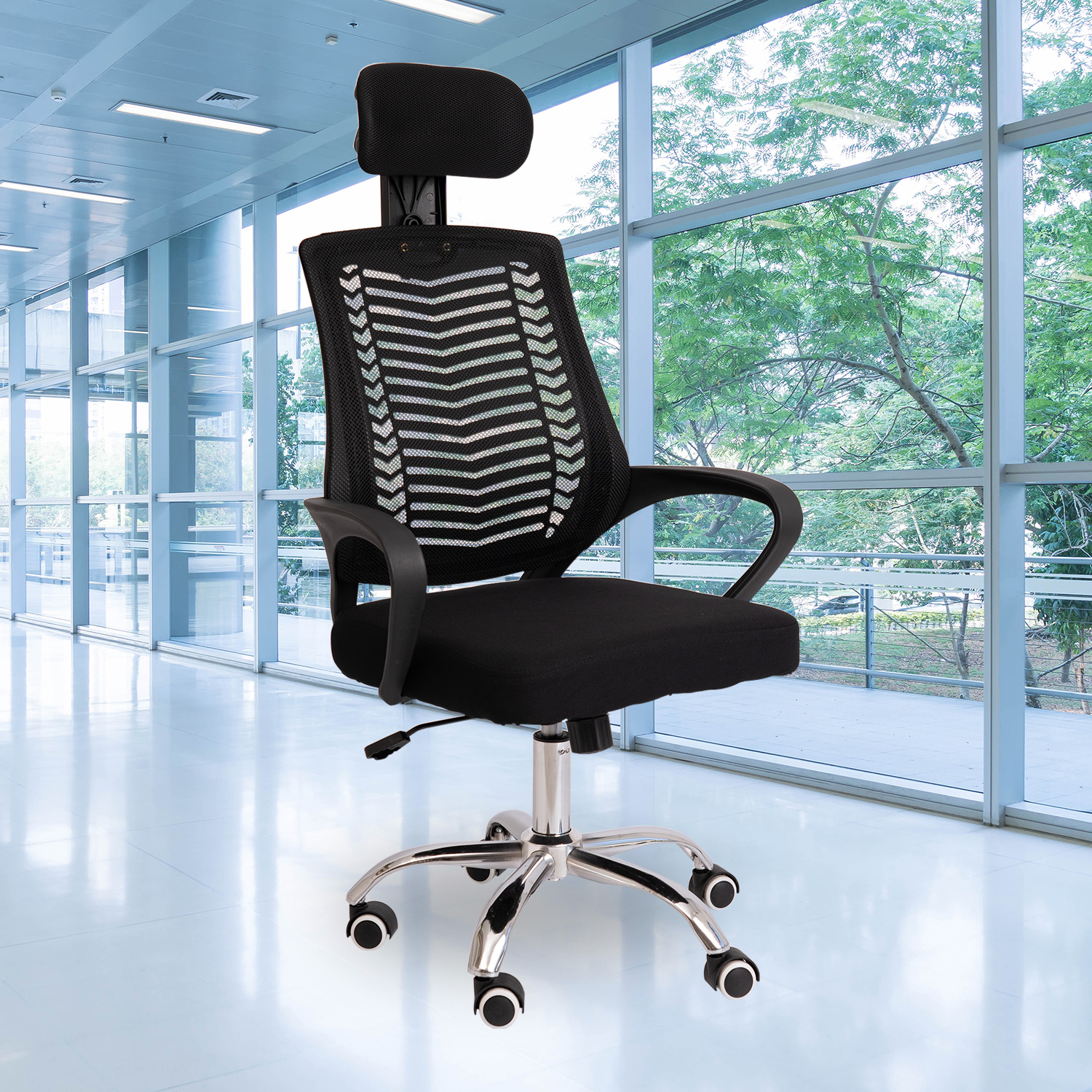 SILLA DE OFICINA VIGGO CON CABECERA REGULABLE - NEGRO - 9
