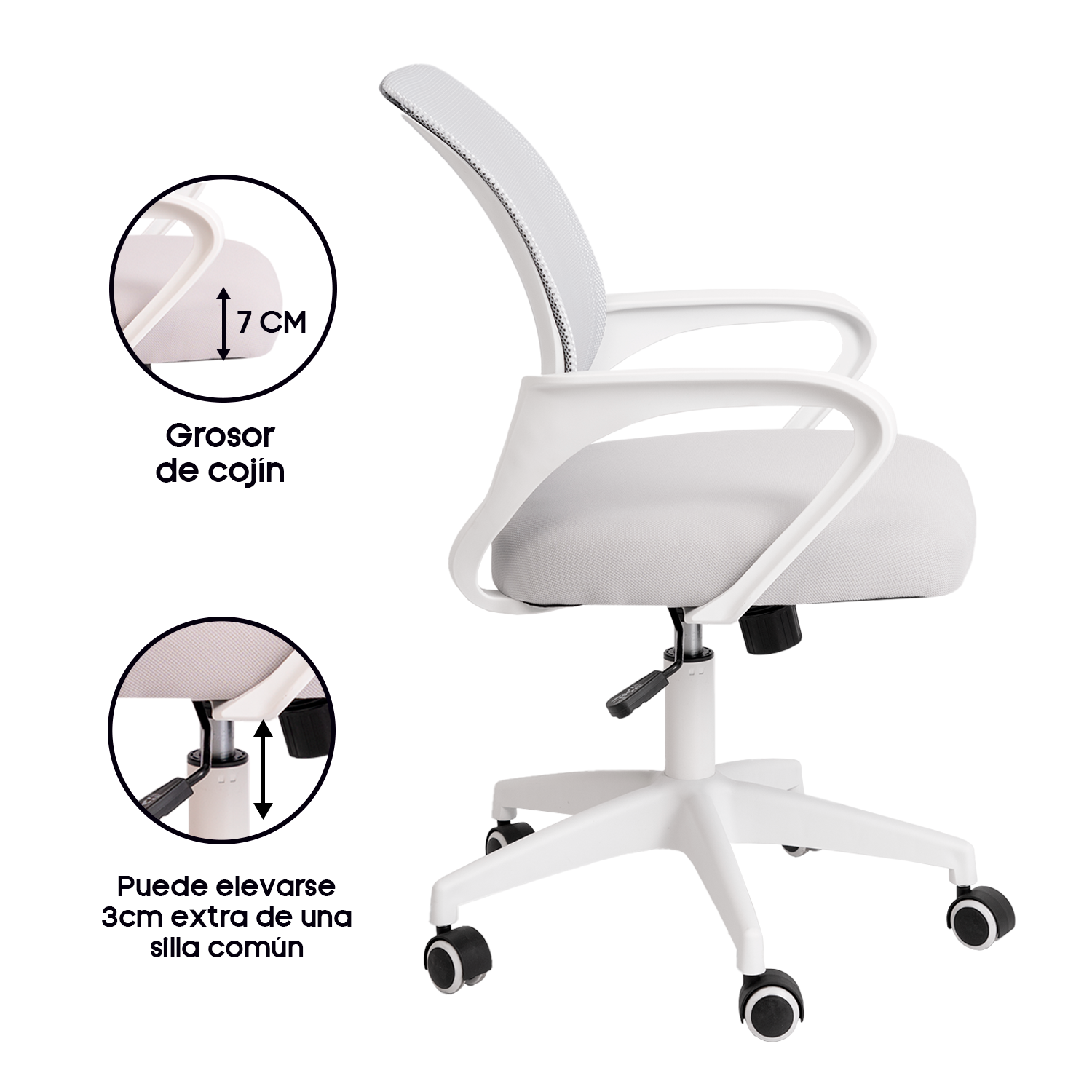 SILLA DE OFICINA ERGONÓMICA JANE CON SOPORTE LUMBAR - 5