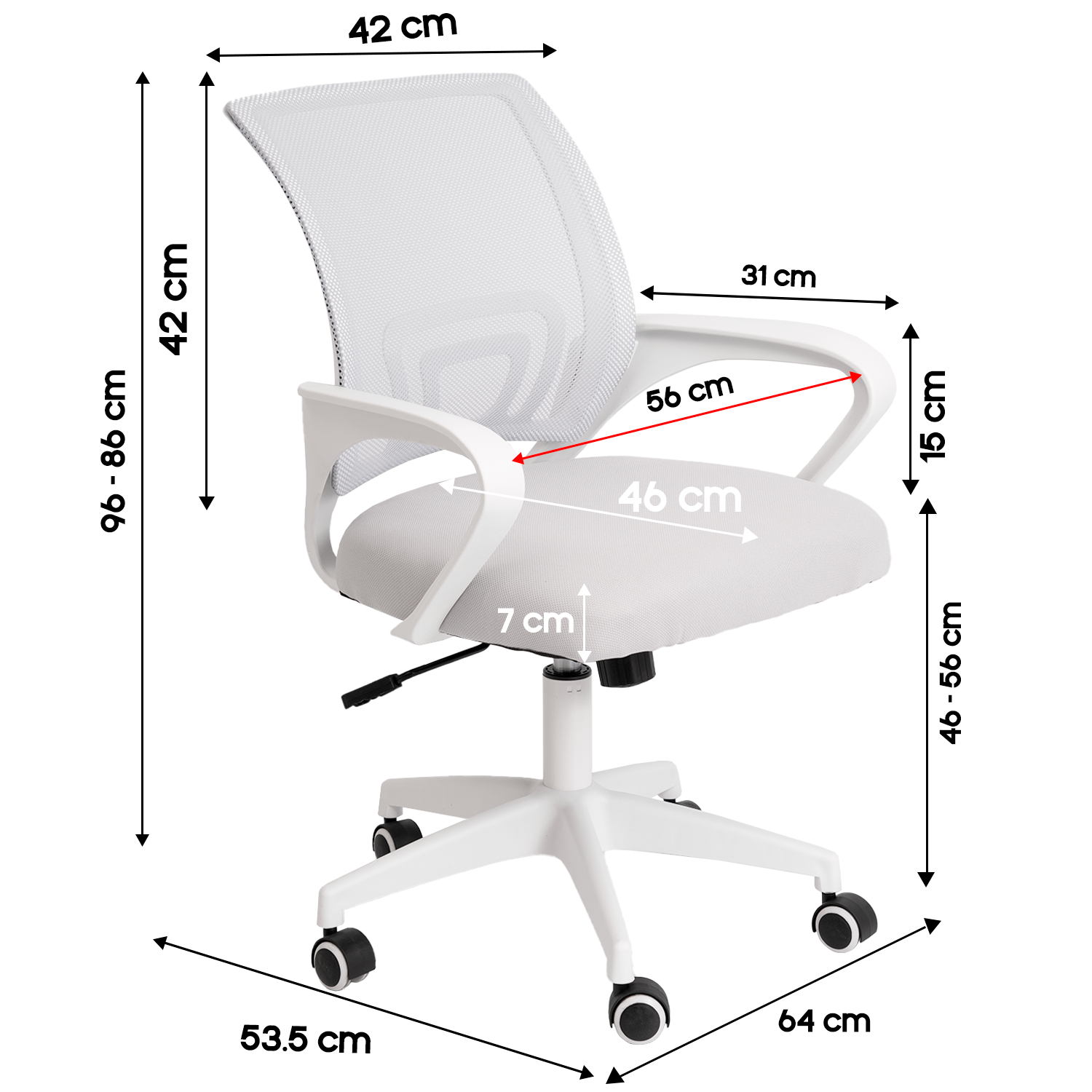 SILLA DE OFICINA ERGONÓMICA JANE CON SOPORTE LUMBAR - 6