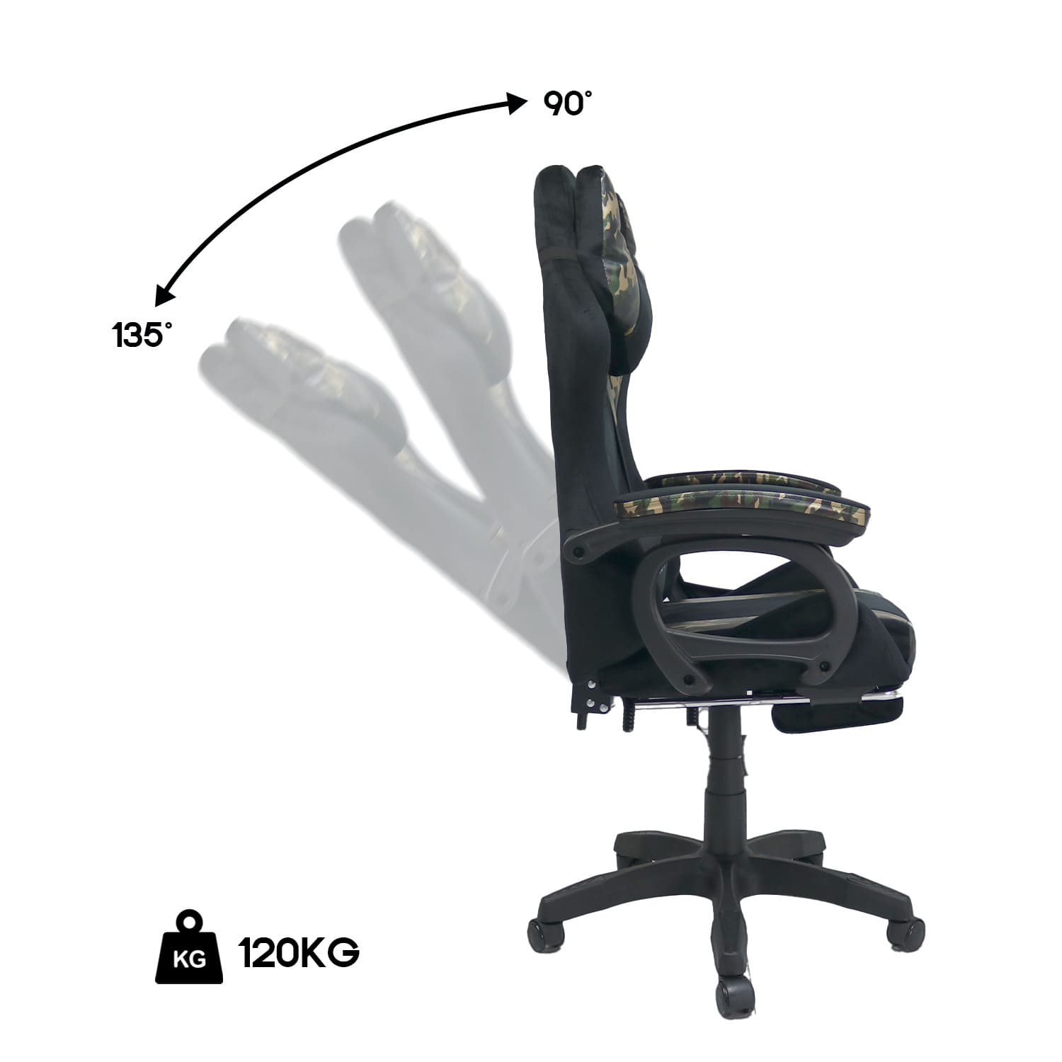 SILLA GAMER EXTINGTION SAPP GAMUZA CUERINA COLOR CAMUFLAJE - 2
