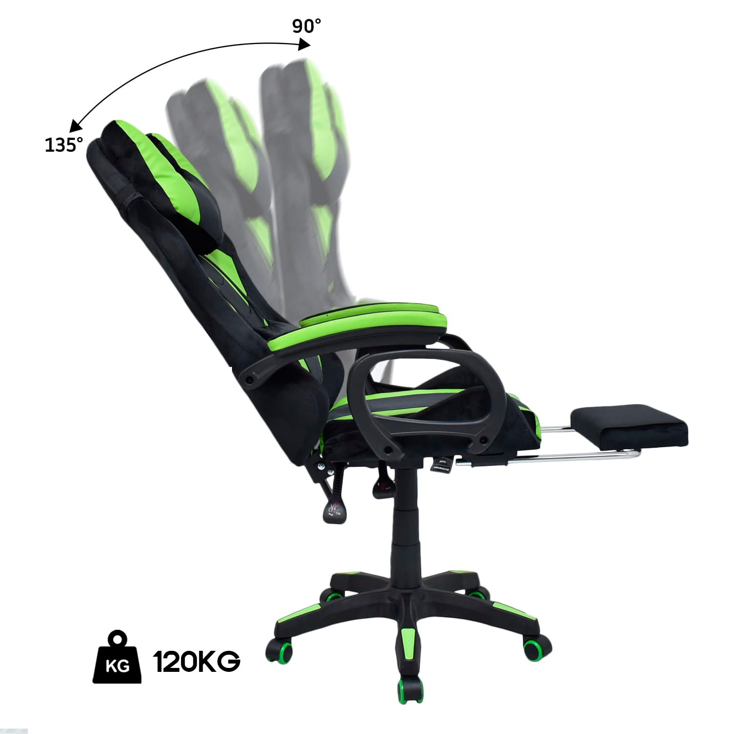 SILLA GAMER EXTINGTION SAPP GAMUZA CUERINA COLOR VERDE - 6