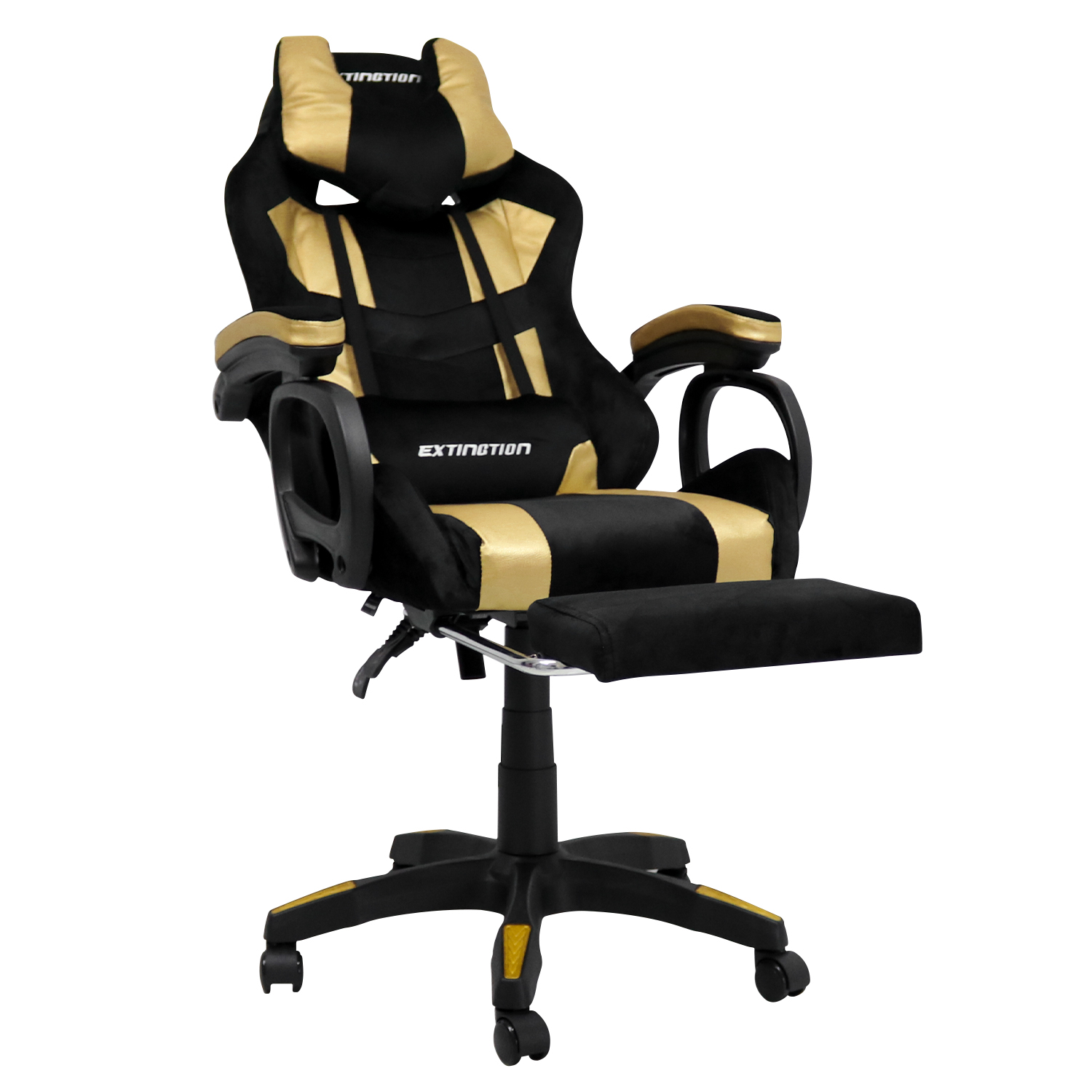 SILLA GAMER EXTINGTION SAPP GAMUZA CUERINA COLOR GOLD - DORADO - 8
