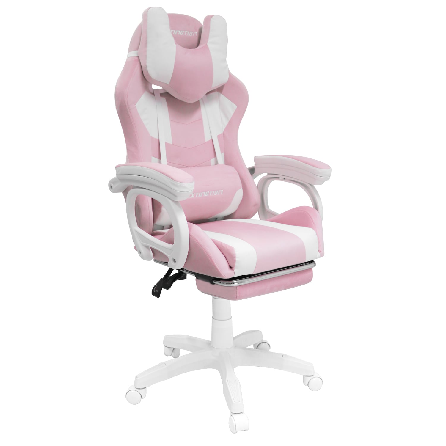 SILLA GAMER EXTINGTION SAPP GAMUZA CUERINA COLOR ROSADO - 1
