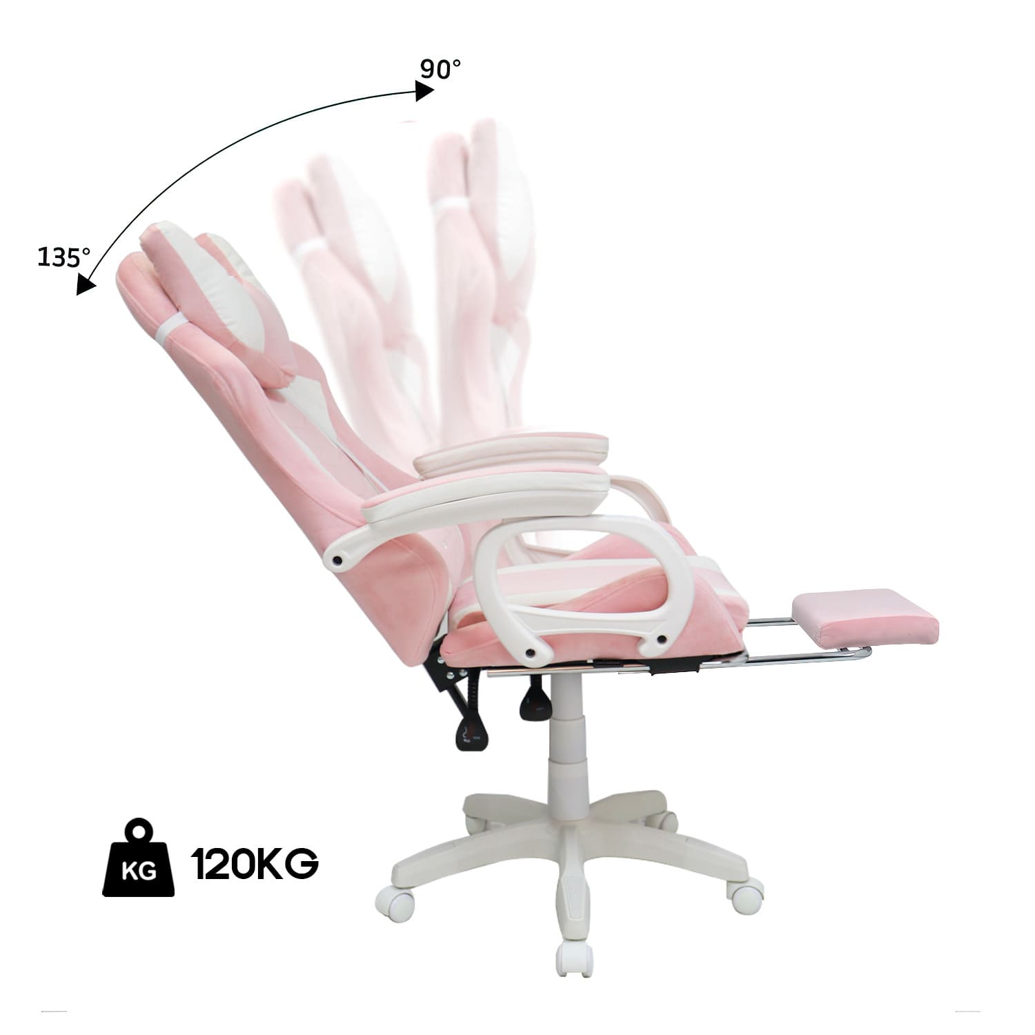 SILLA GAMER EXTINGTION SAPP GAMUZA CUERINA COLOR ROSADO - 3