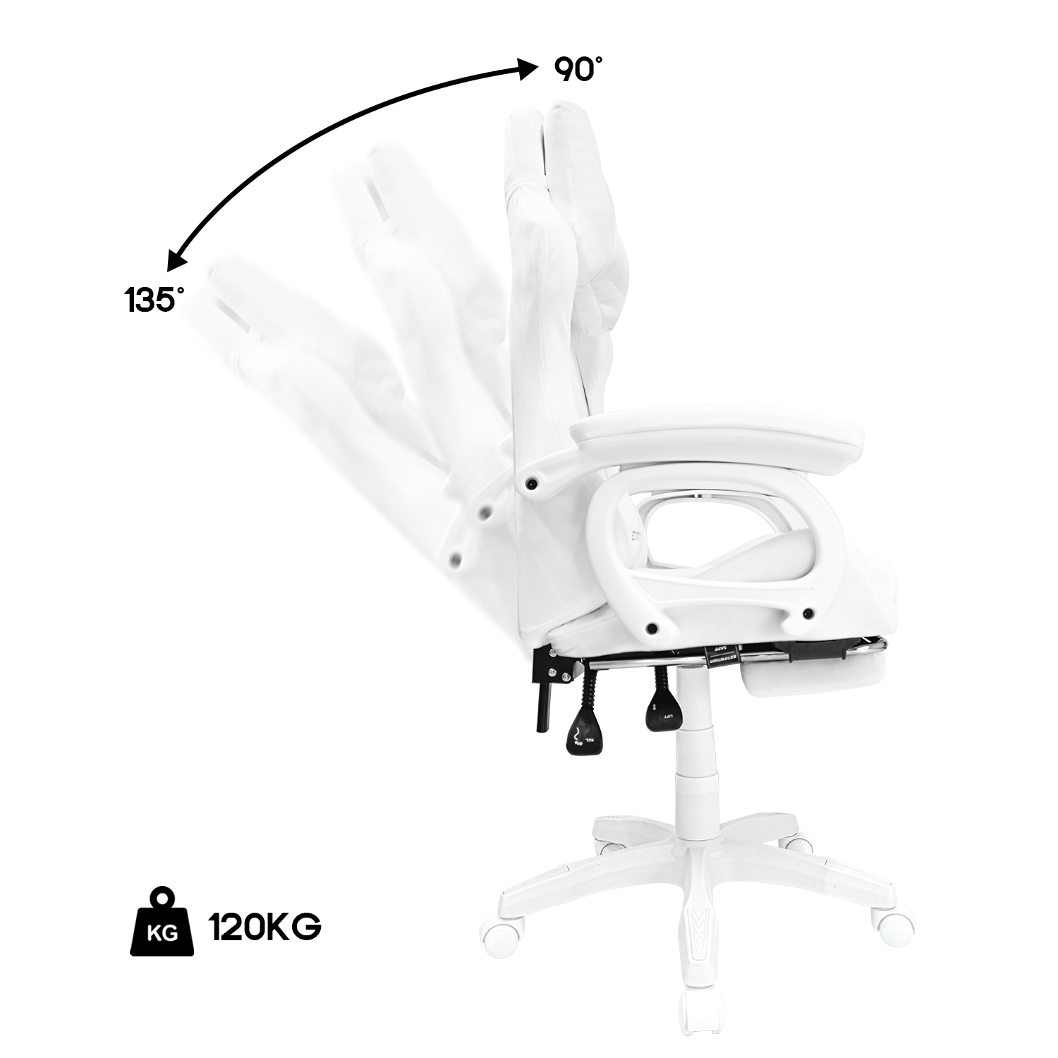 SILLA GAMER EXTINGTION SAPP GAMUZA CUERINA COLOR BLANCO - 2