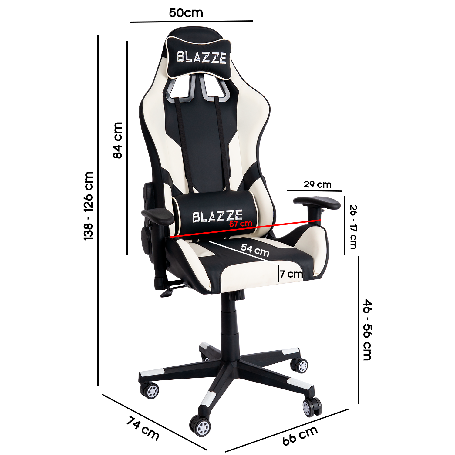 SILLA GAMER ERGONÓMICA 180° BLAZZE ÉXODO - NEGRO - 6