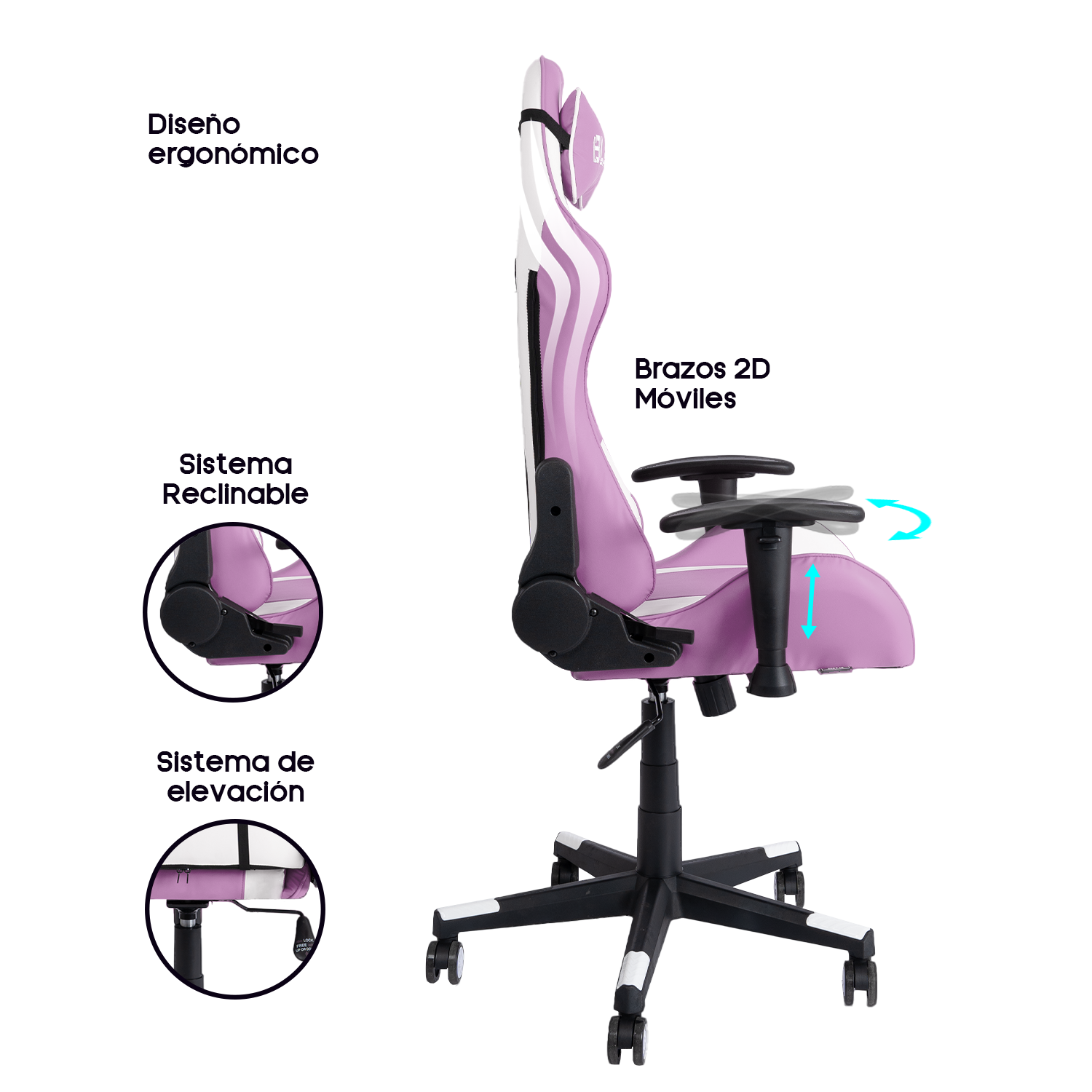 SILLA GAMER ERGONÓMICA 180° BLAZZE ÉXODO - NEGRO - 3